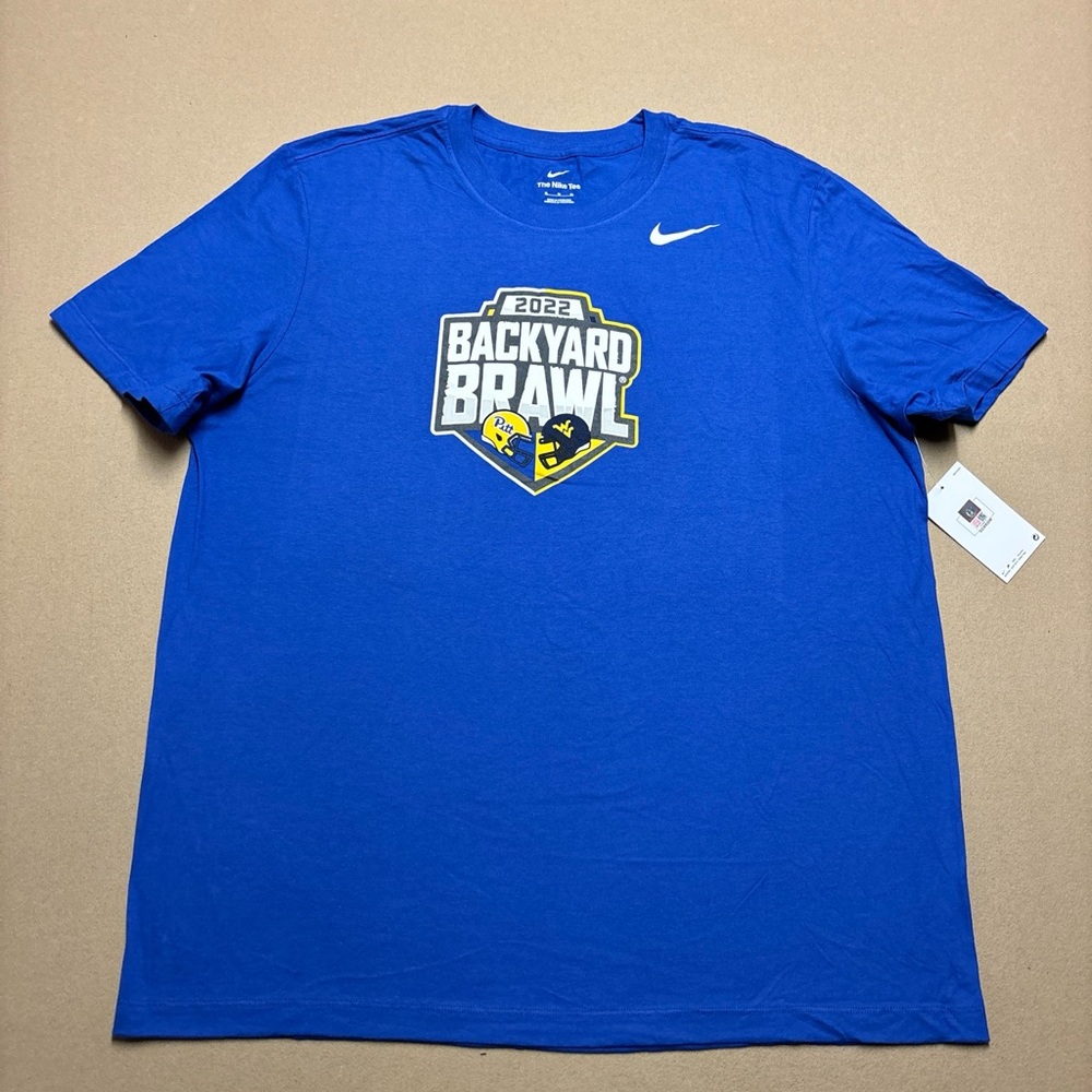 New Nike Blue 2022 Backyard Brawl T-shirt Mens XL Size X-Large Tee Pitt WVU